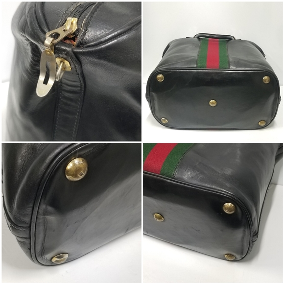 Rare Vintage Gucci Web Tall Boston Weekender Carryall luggage Travel bag - Picture 15 of 16